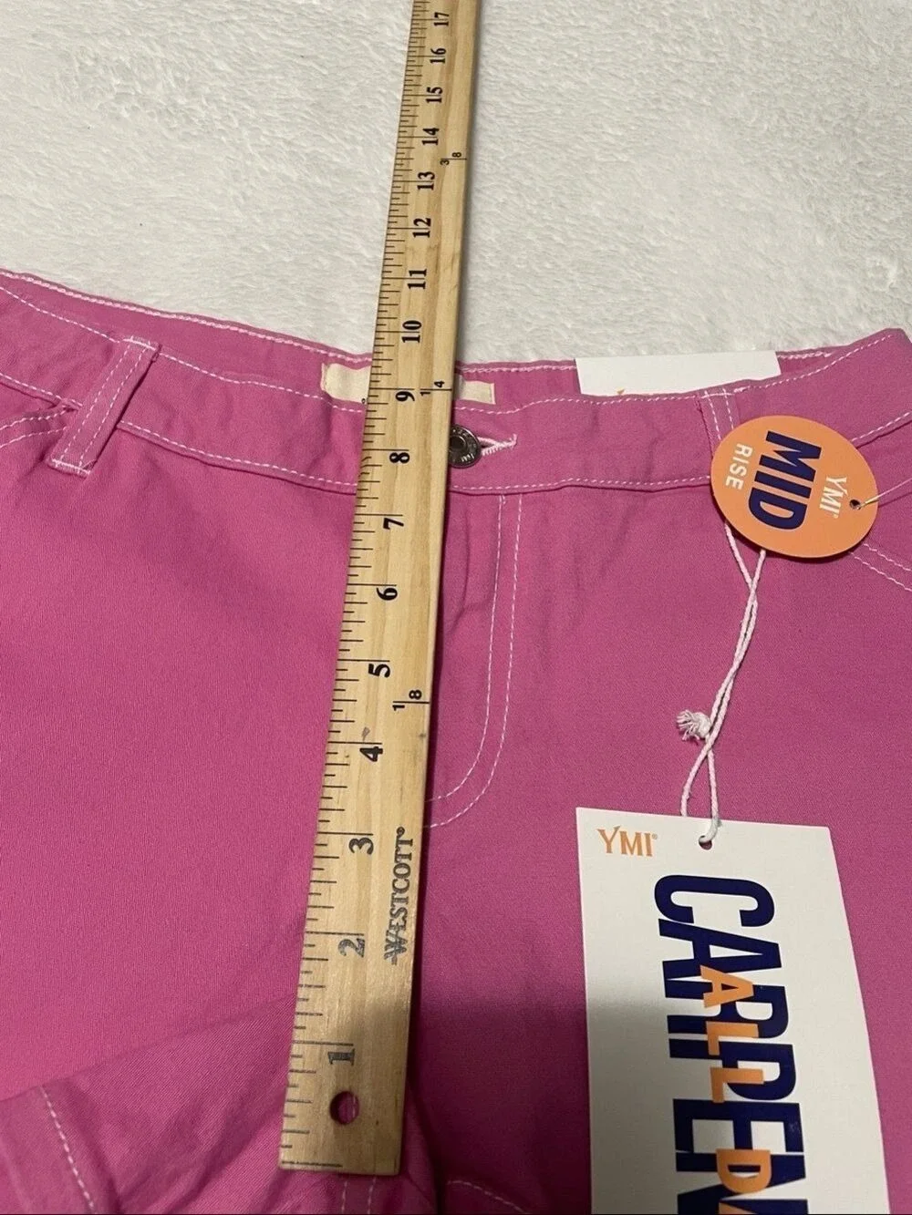 YMI Pink Women's Mid-Rise CARPENTER Cotton Shorts Sz 7/28